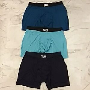 Saxx Men's Three-Pack Blue & Teal Boxer Briefs